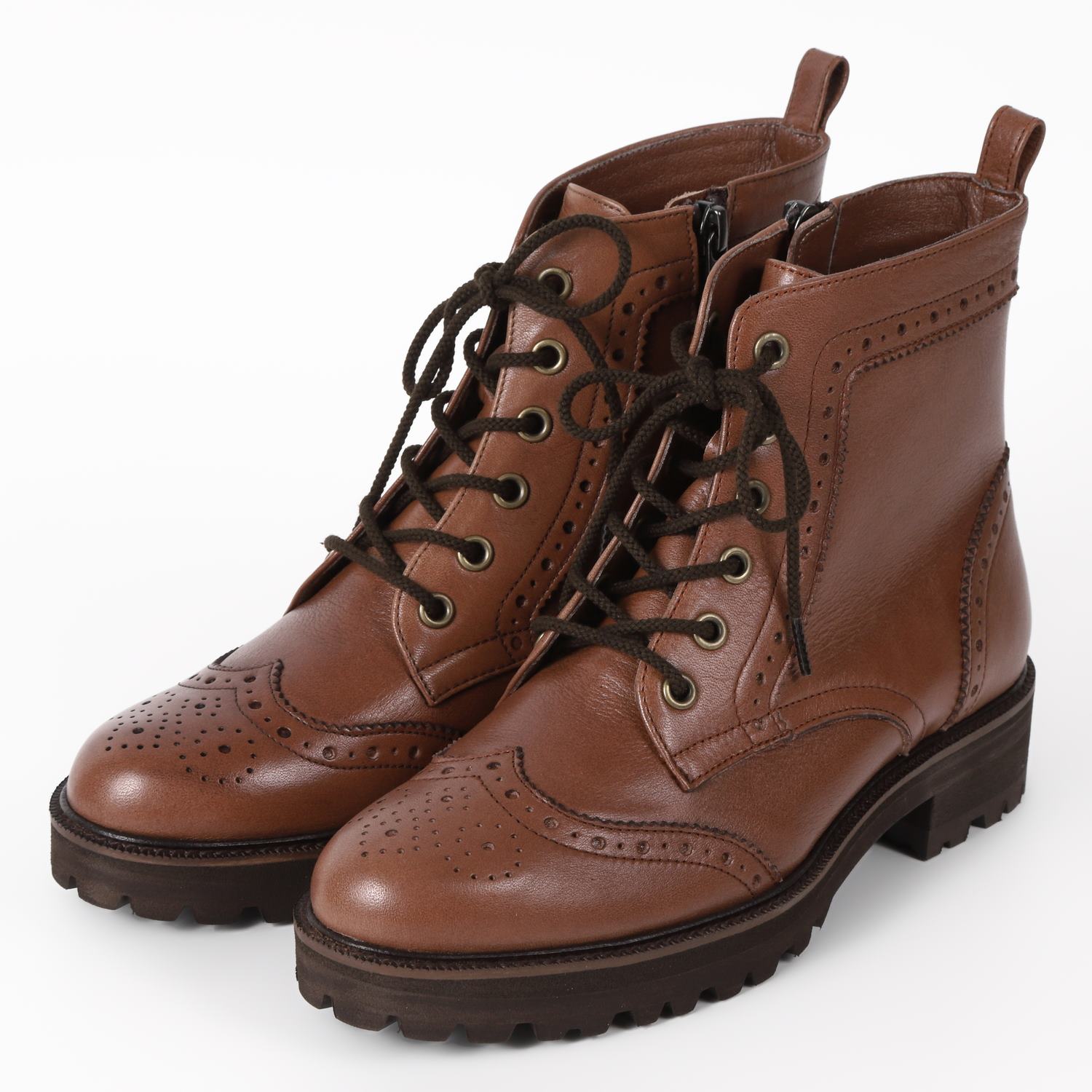 BARCLAY ファスナー付レースアップブーツ キャメル＜BC04-8011-CA＞