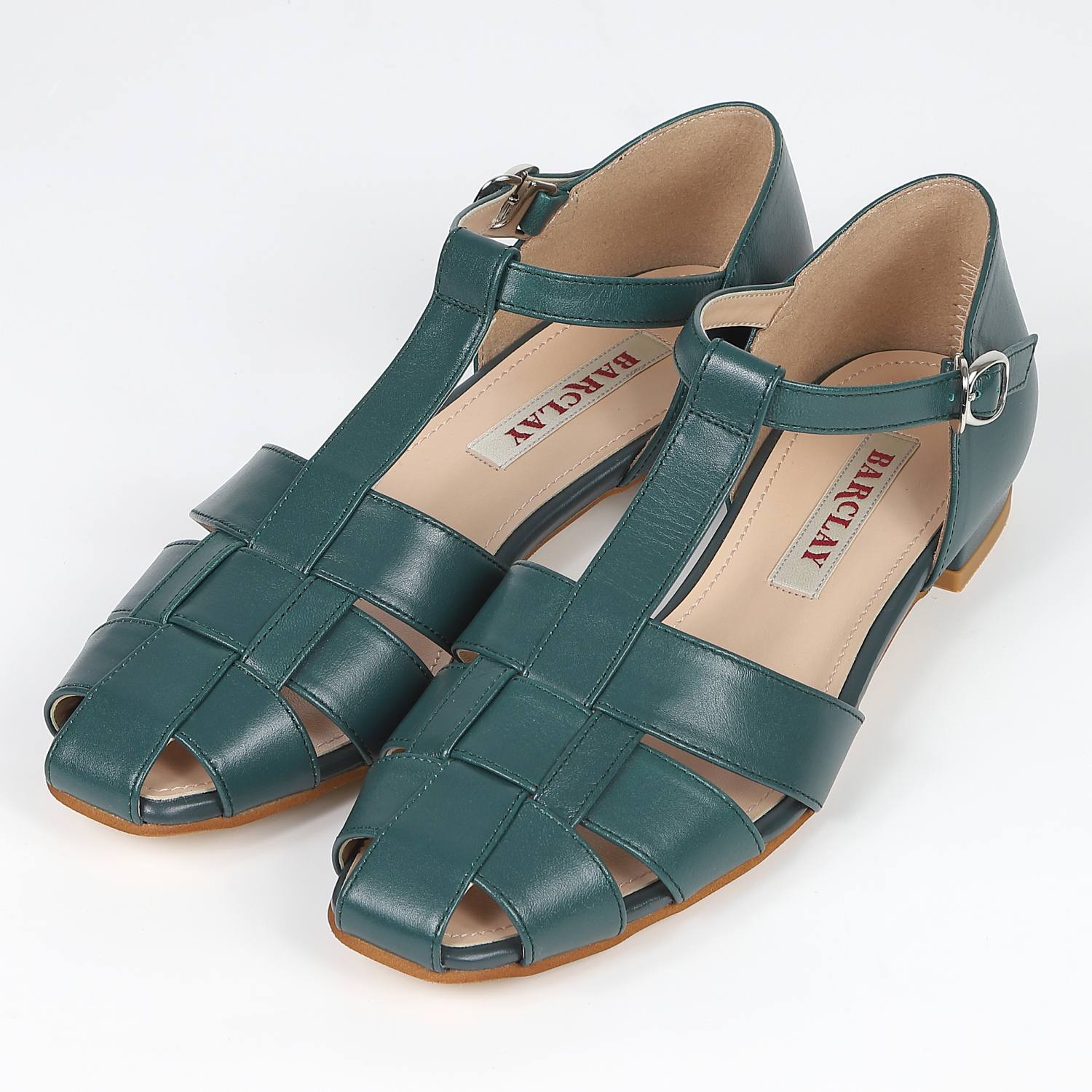 BARCLAY（バークレー）サイドオープングルカサンダル　ブルーグリーン