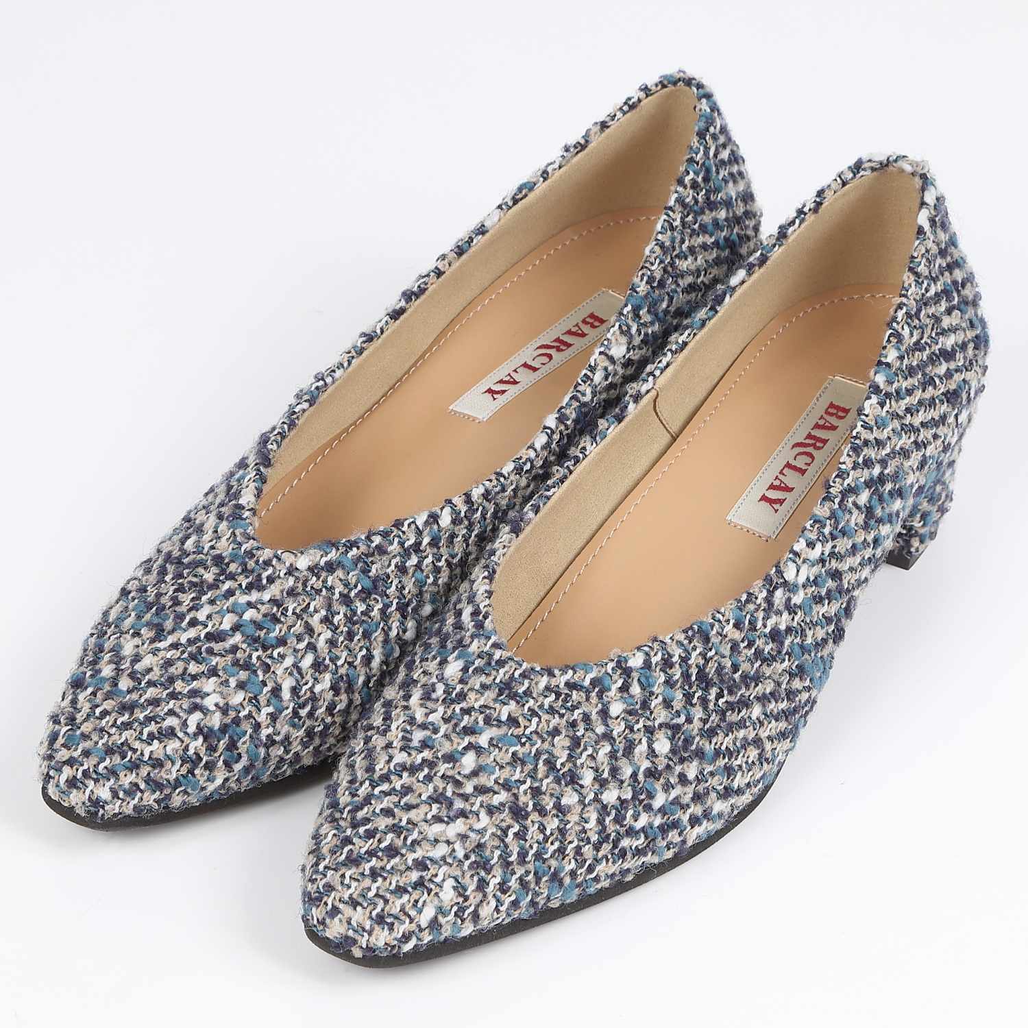 BARCLAY 3.5cmヒールパンプス　ブルーファブリック２