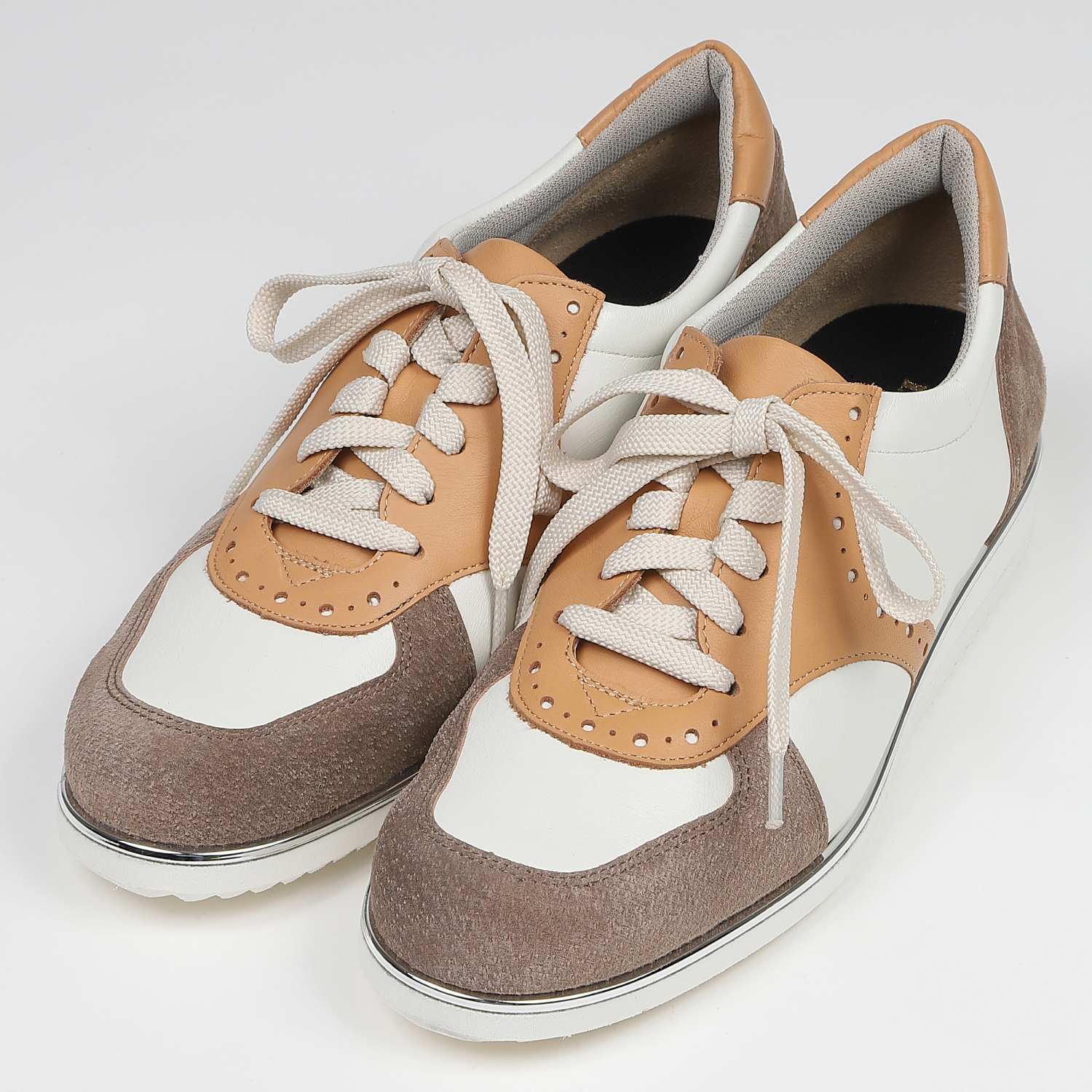 BARCLAYシルバーピーススニーカー　アイボリーオレンジ