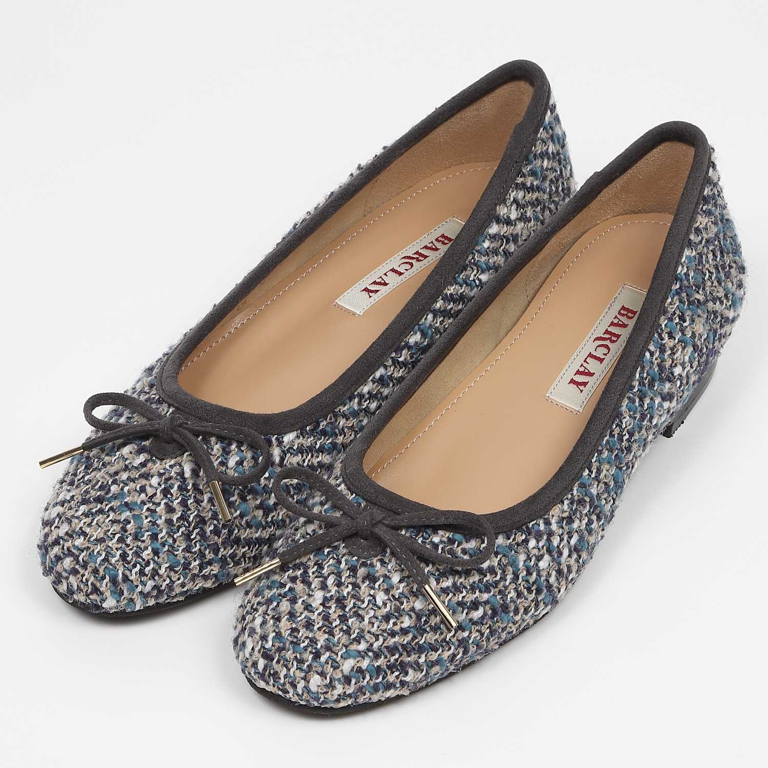 BARCLAYラウンドトゥバレエシューズ　ブルーファブリック