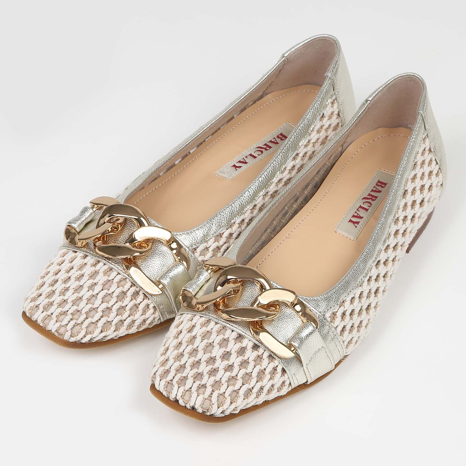 BARCLAYチェーンビットカジュアルシューズ　プラチナコンビ