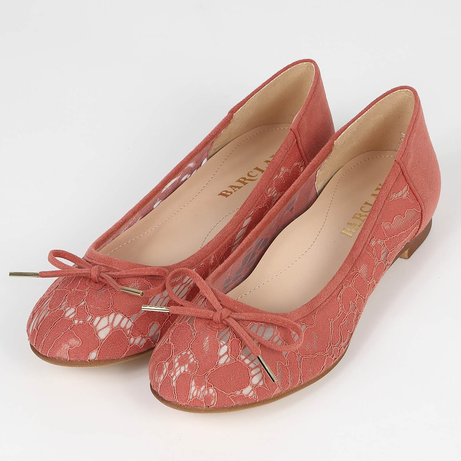 BARCLAYチュールレースバレエシューズ　ダークピンク
