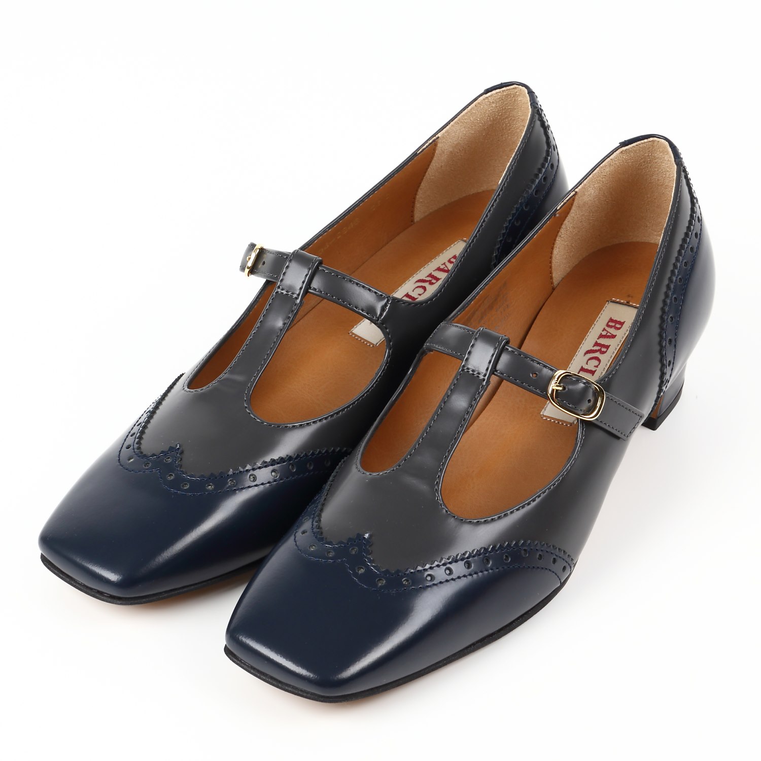 BARCLAY Tストラップデザインパンプス モーブコンビ