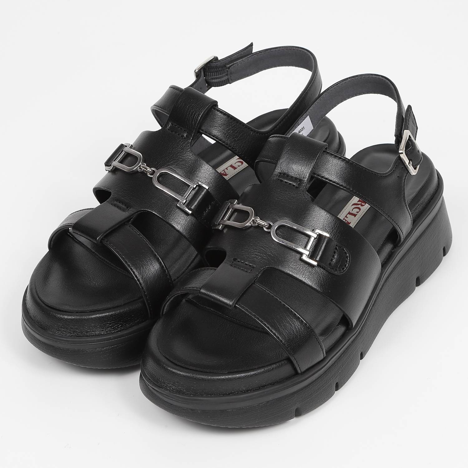 BARCLAY厚底ビットデザインサンダル　ブラック