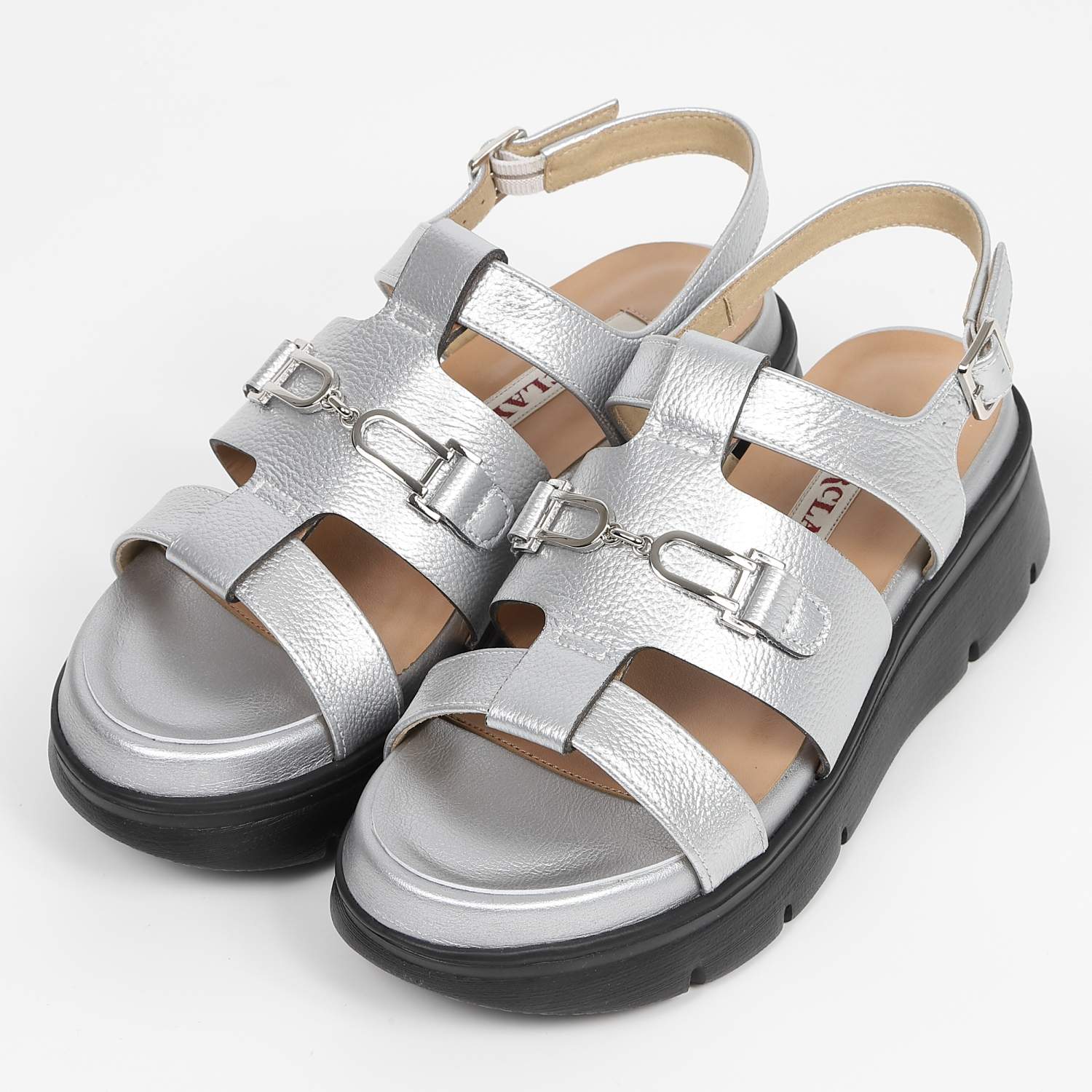 BARCLAY厚底ビットデザインサンダル　シルバー