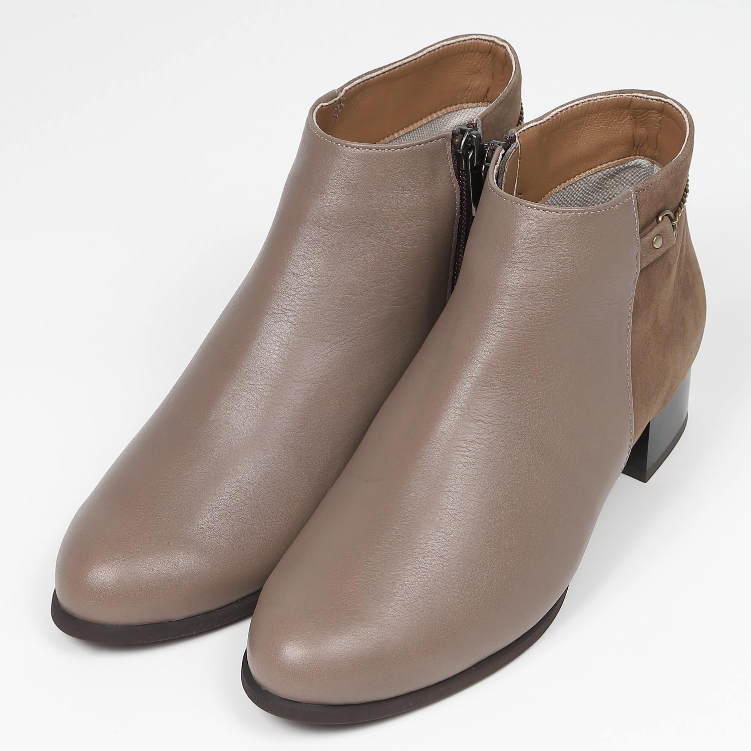 BARCLAYバックチェーンブーツ　ダークベージュコンビ