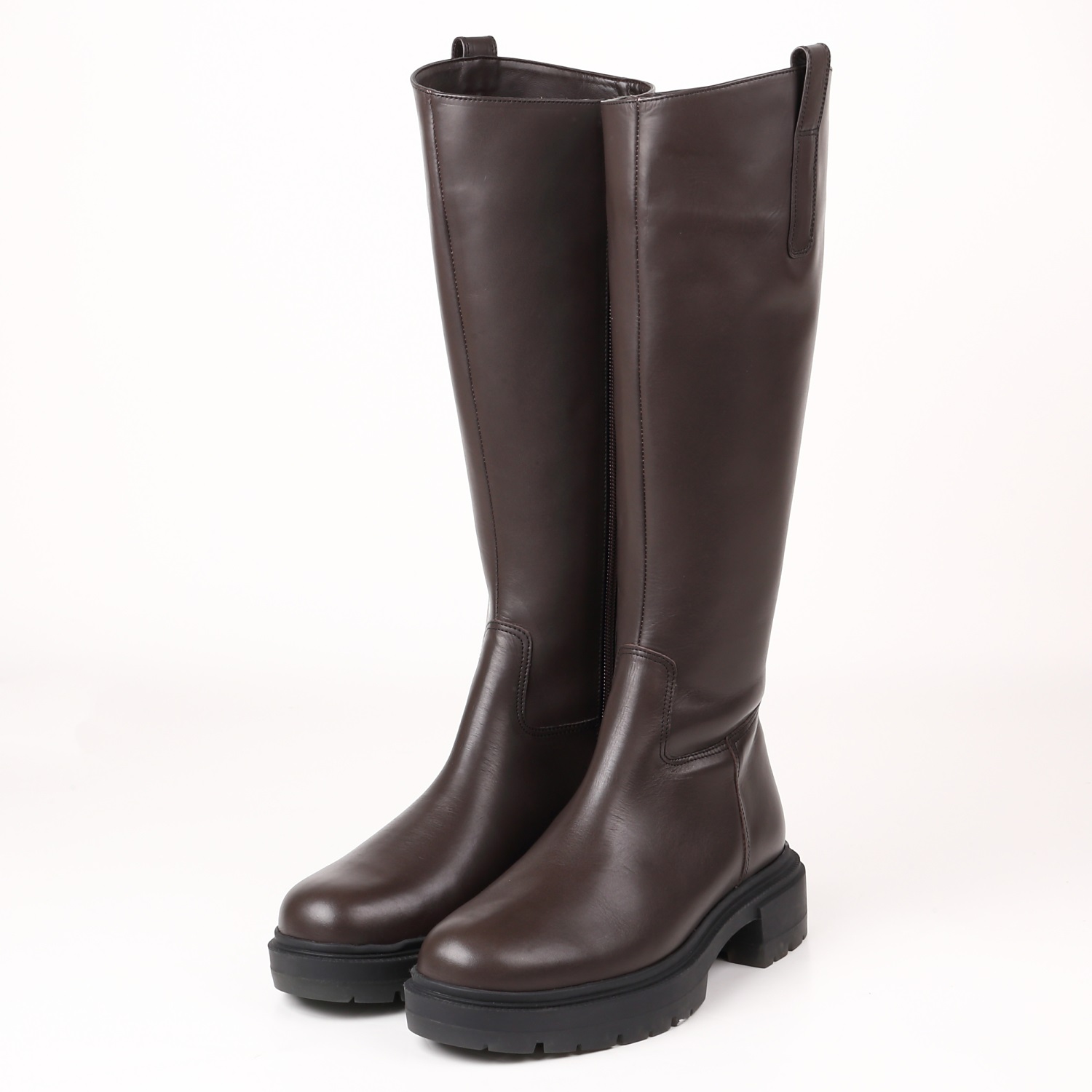 み*読様 バークレーブラックロングブーツ 25㎝ 安定したヒール　ゆったり目 本革 / 日本製】 バークレー BARCLAY 雪寒地対応ロングブーツ （BLK