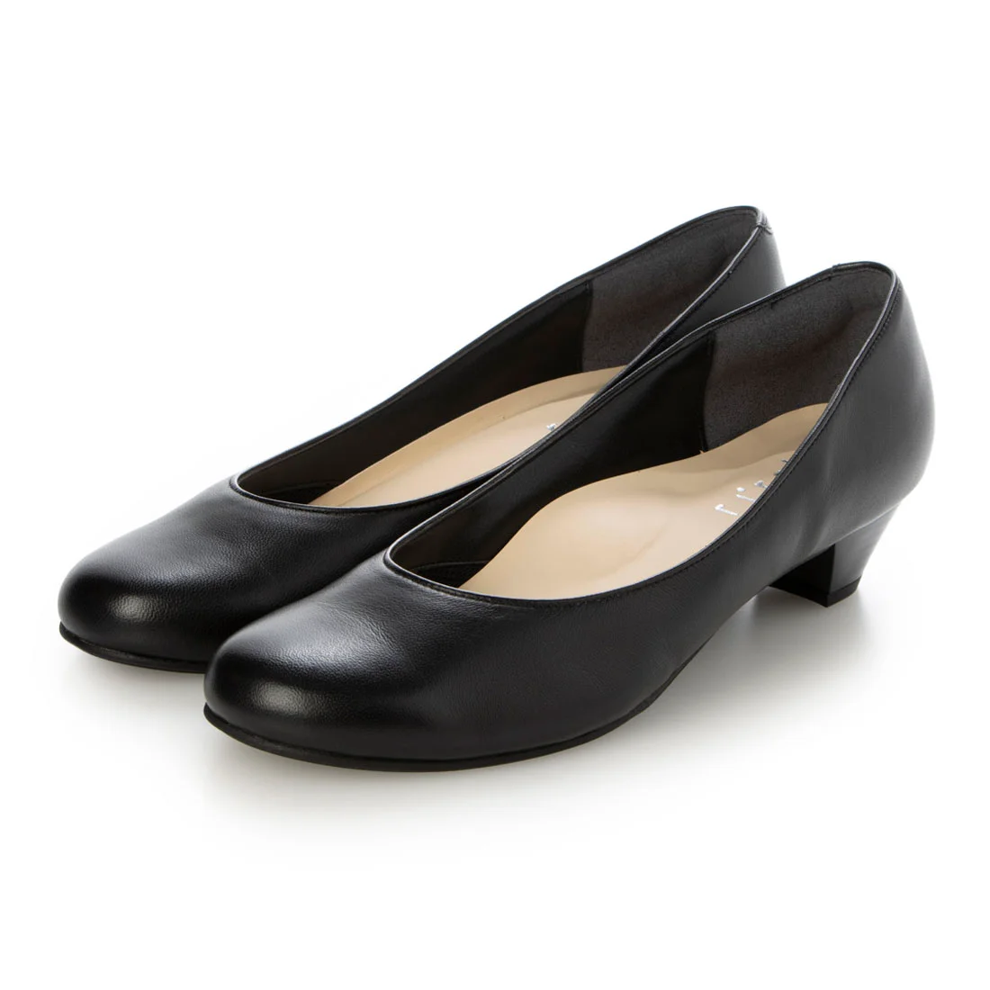 KISCO（キスコ）rirakuラウンドトゥローヒールパンプス ブラック