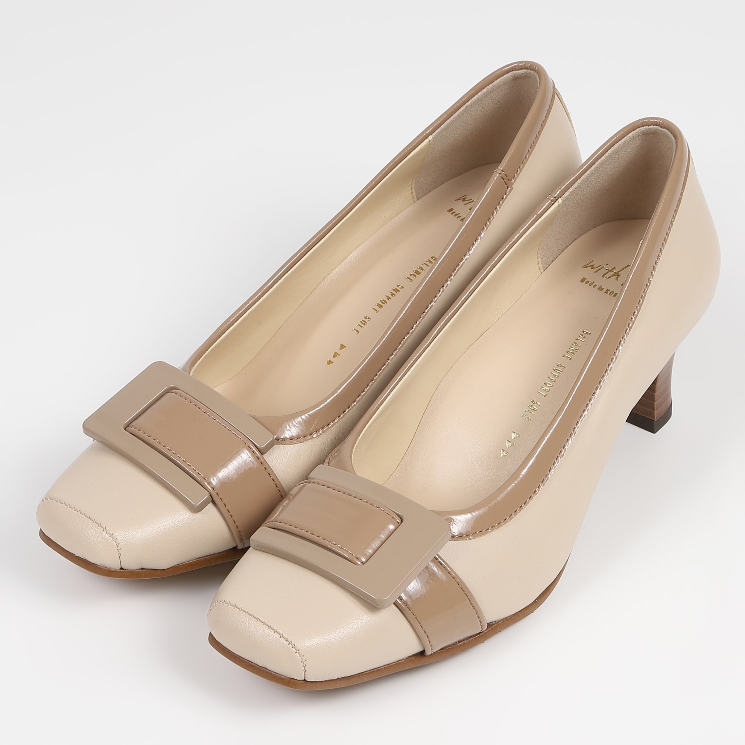 WithWidth バックルデザインパンプス アイボリーベージュ