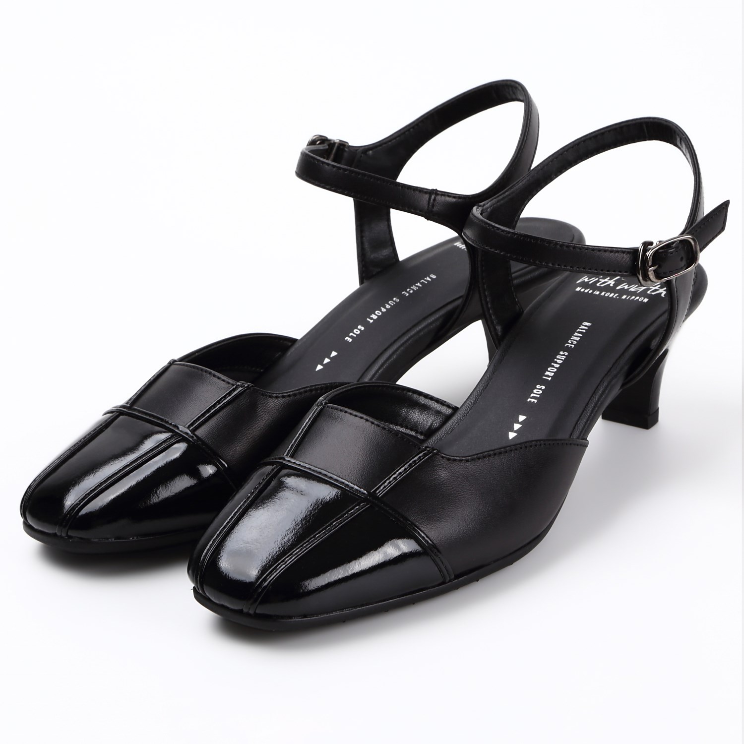 WithWidthセパレートデザインパンプス　ブラックコンビ