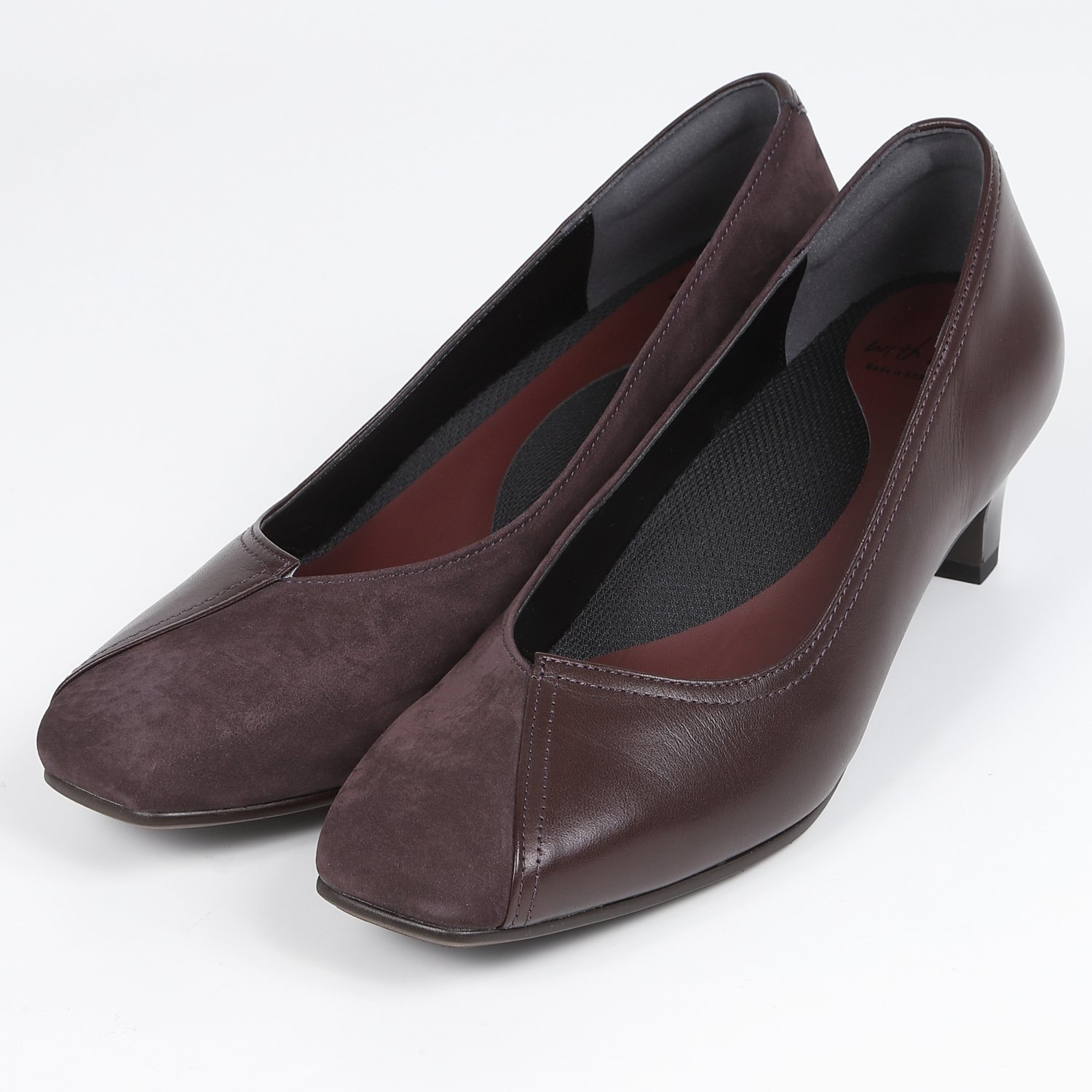 WithWidth切り返しデザインデザインパンプス バーガンディー