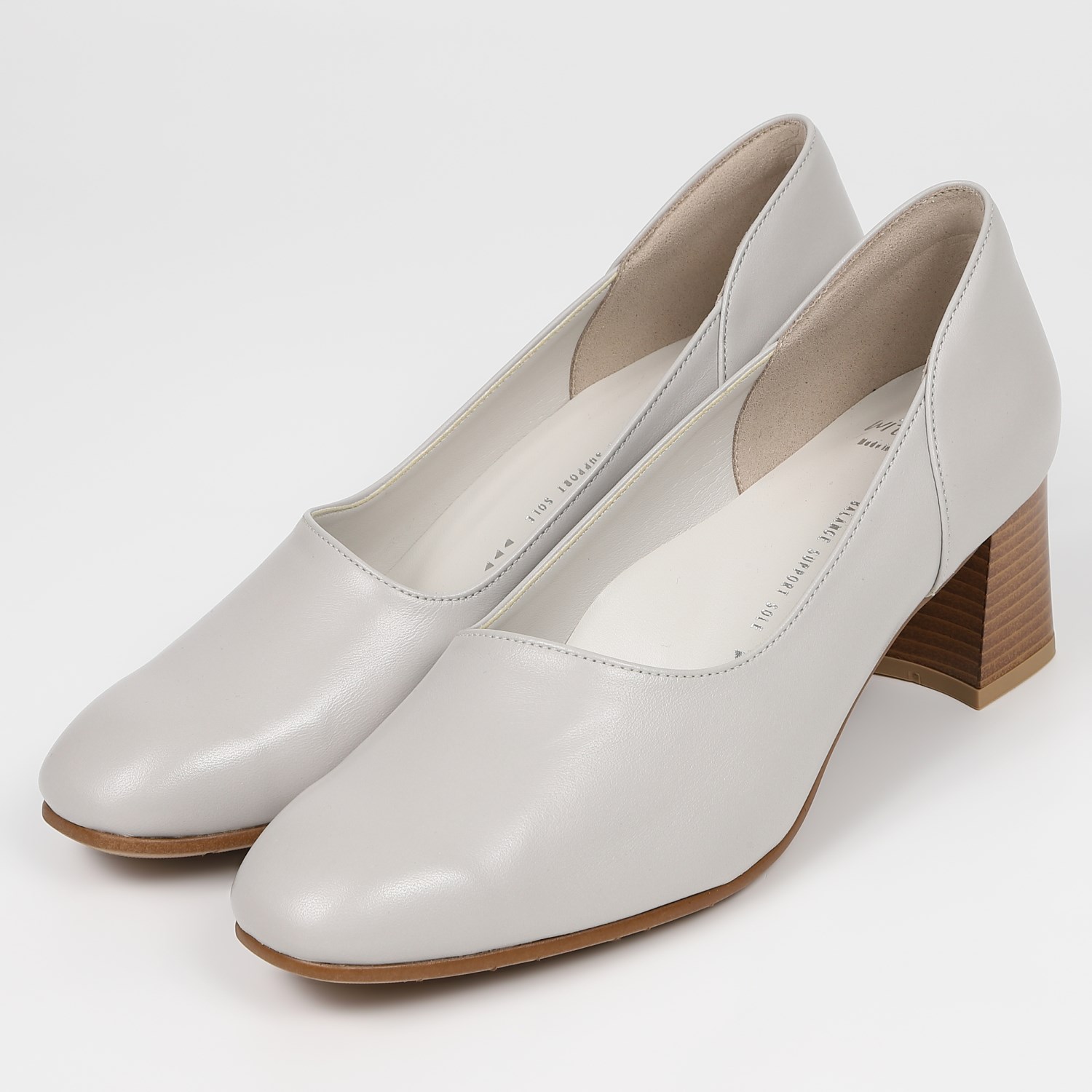 WithWidthアシンメトリーカットパンプス ペールグレー