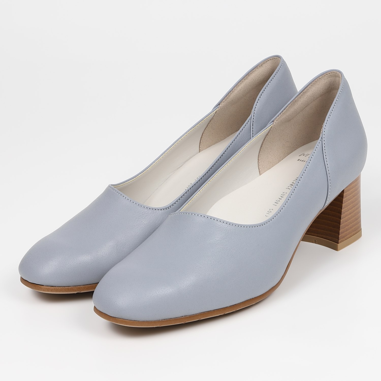 WithWidthアシンメトリーカットパンプス スモーキーブルー