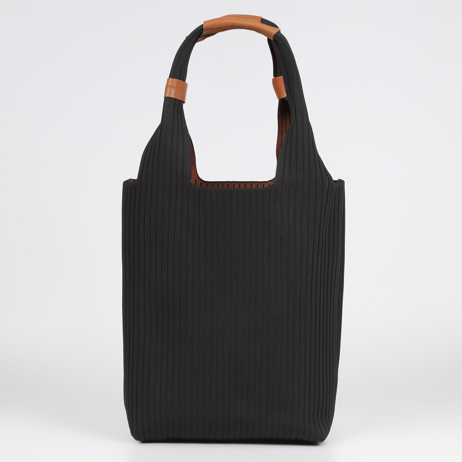 BARCLAY CLUB リブニットトートバッグ　ブラックブラウン