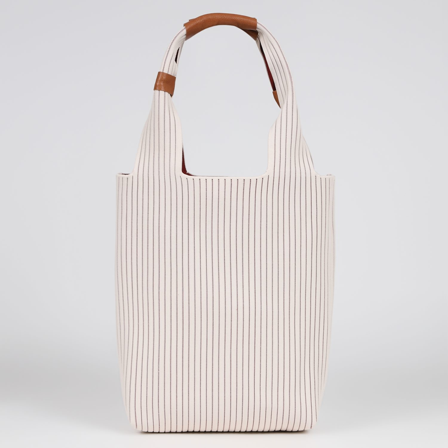BARCLAY CLUB リブニットトートバッグ　アイボリーレッド