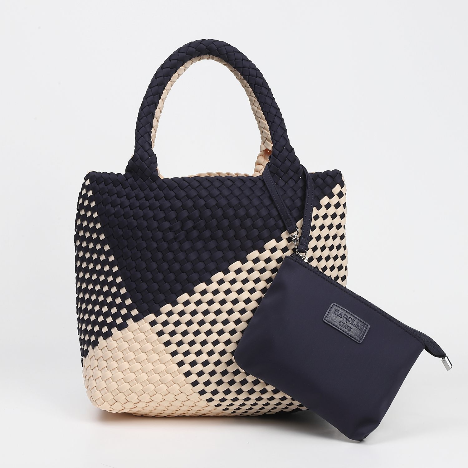 BARCLAY CLUB ポーチ付きメッシュトートバッグ　ネイビーコンビ