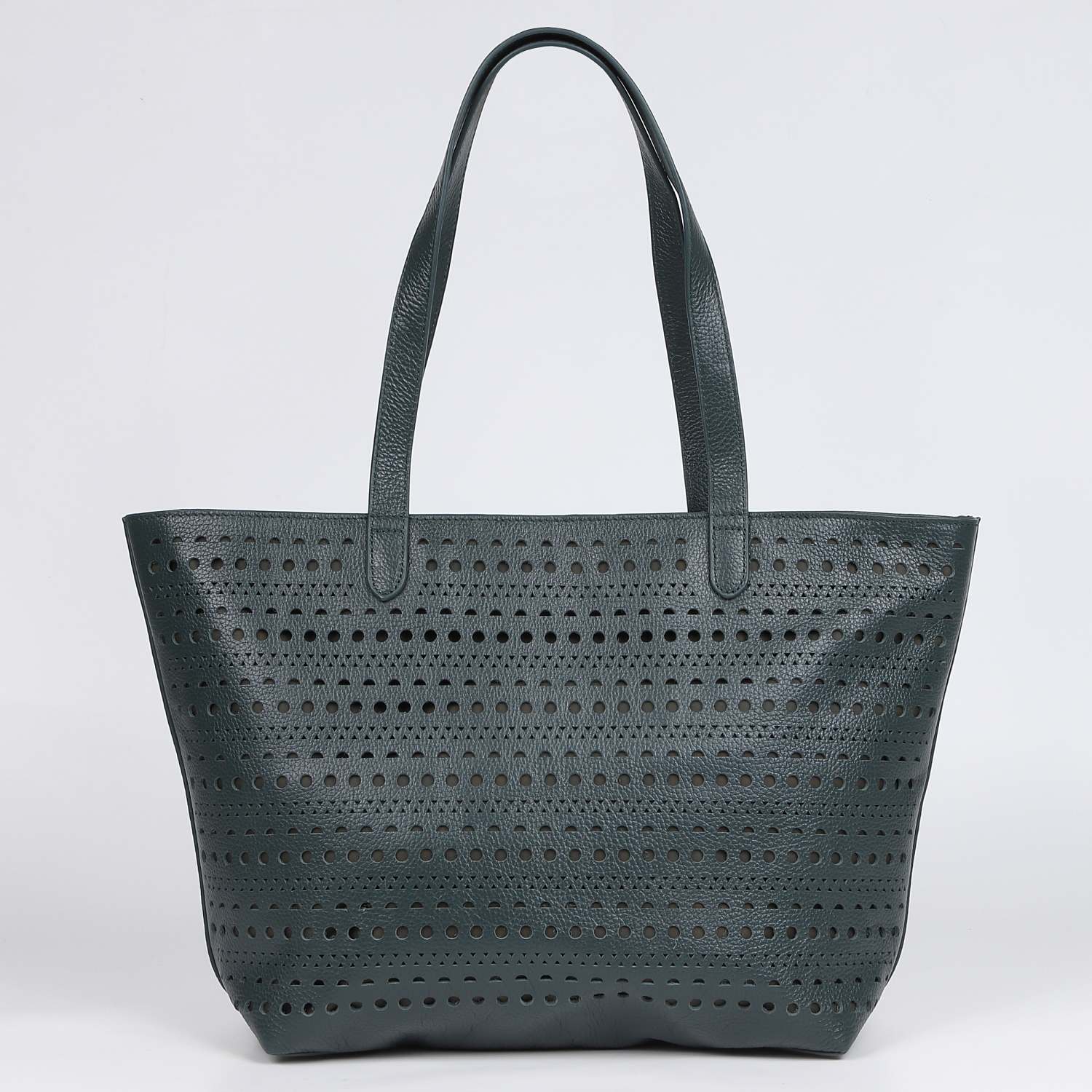 BARCLAY CLUB レザーカットトートバッグ　ダークグリーン