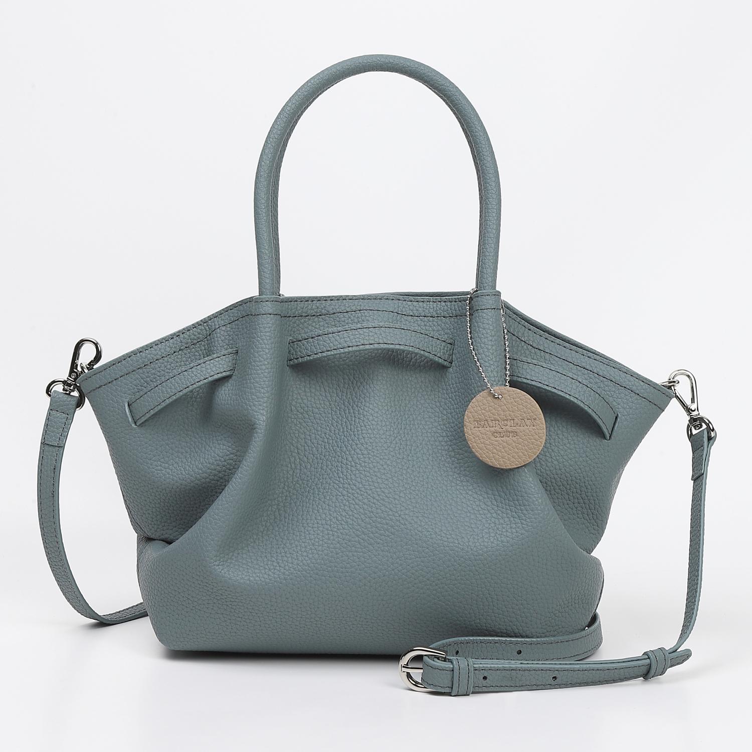 BARCLAY CLUB スプリットレザーバッグ　ブルーグレー