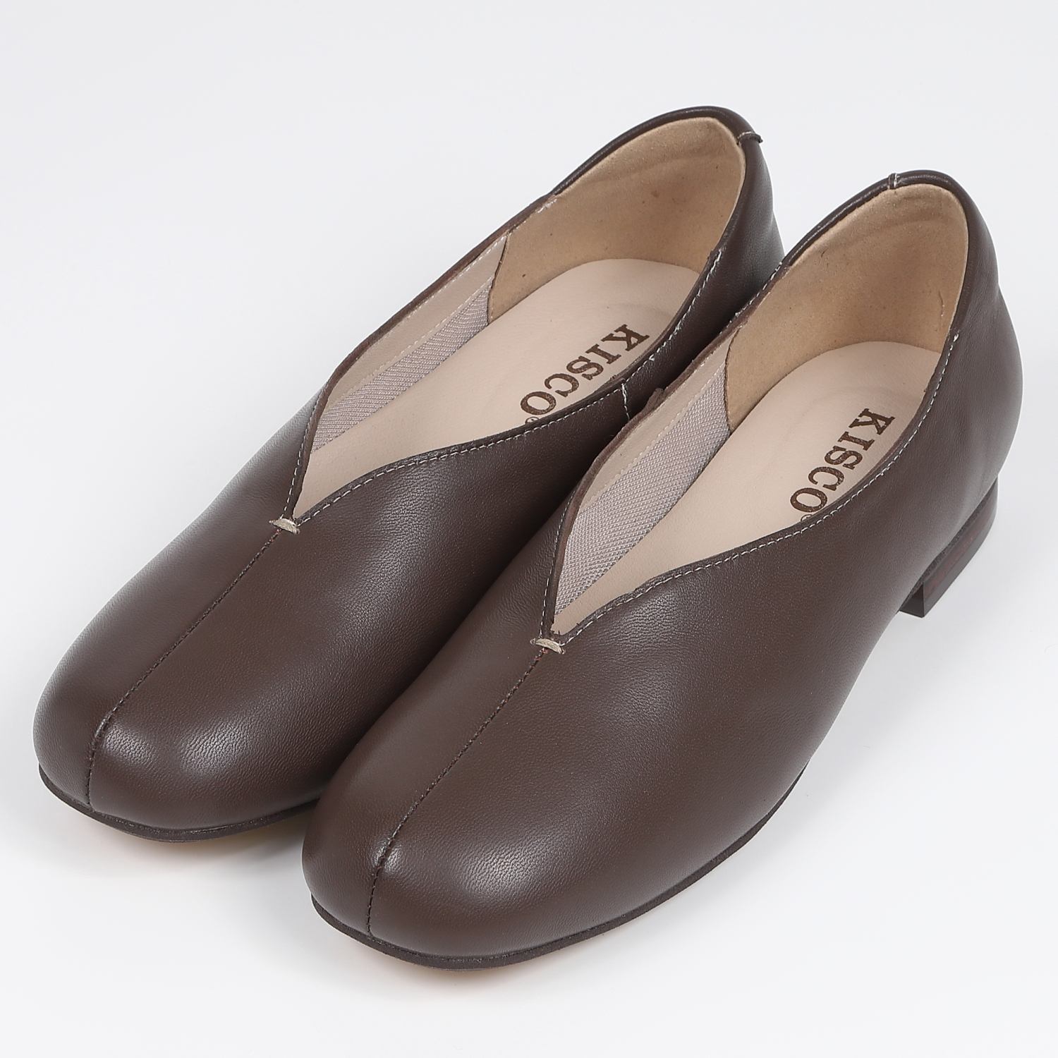 KISCOローヒールスリッポン　ブラウン