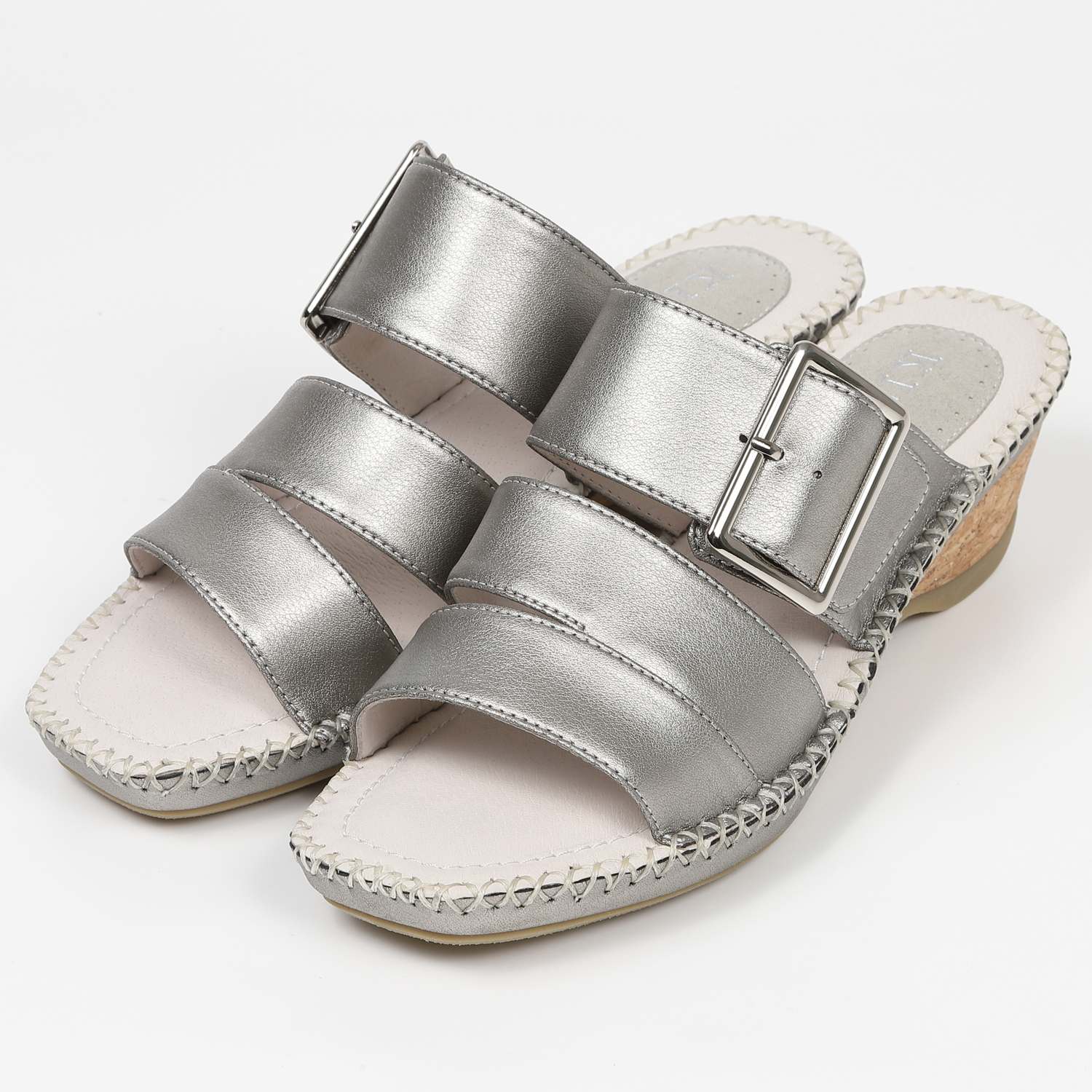 KISCOベルトスクエアミュール　シルバー