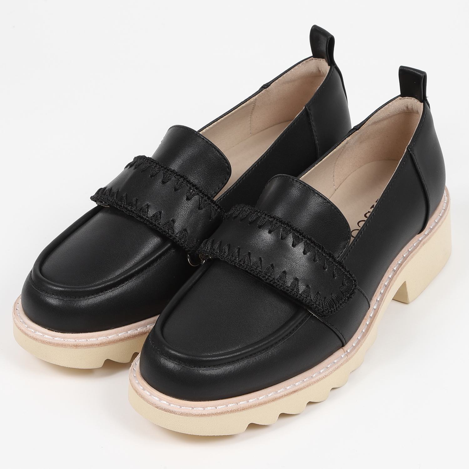 KISCOシャークソールベルトローファー　ブラック