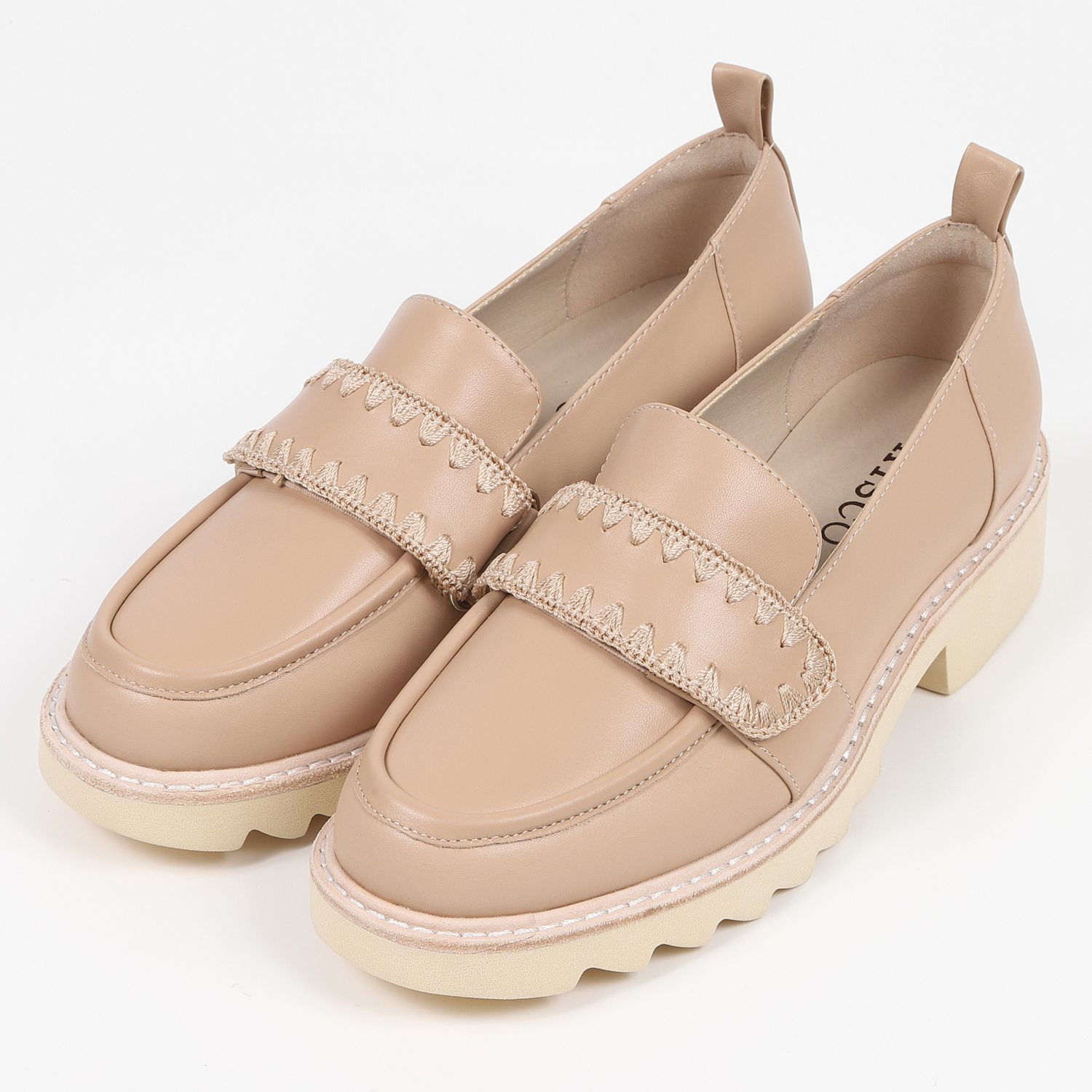 KISCOシャークソールベルトローファー　ピンクベージュ