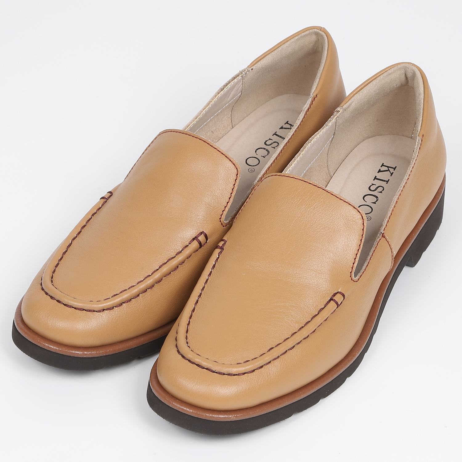 KISCOステッチローファー　キャメル