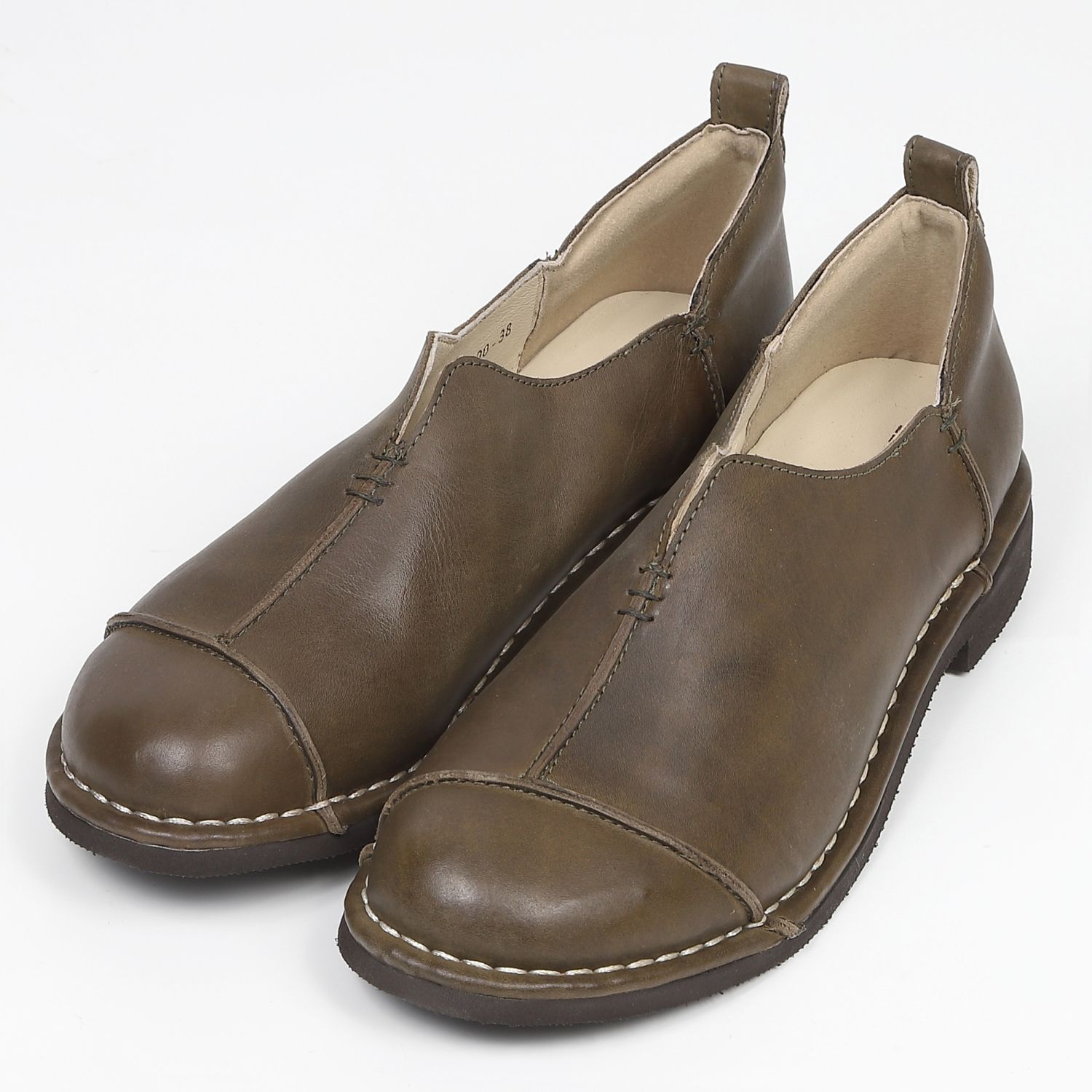 KISCO（キスコ）アウトステッチVカット軽量シューズ ダークブラウン