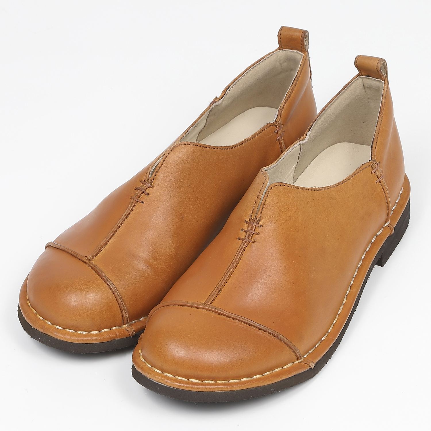 KISCO（キスコ）アウトステッチVカット軽量シューズ ダークブラウン