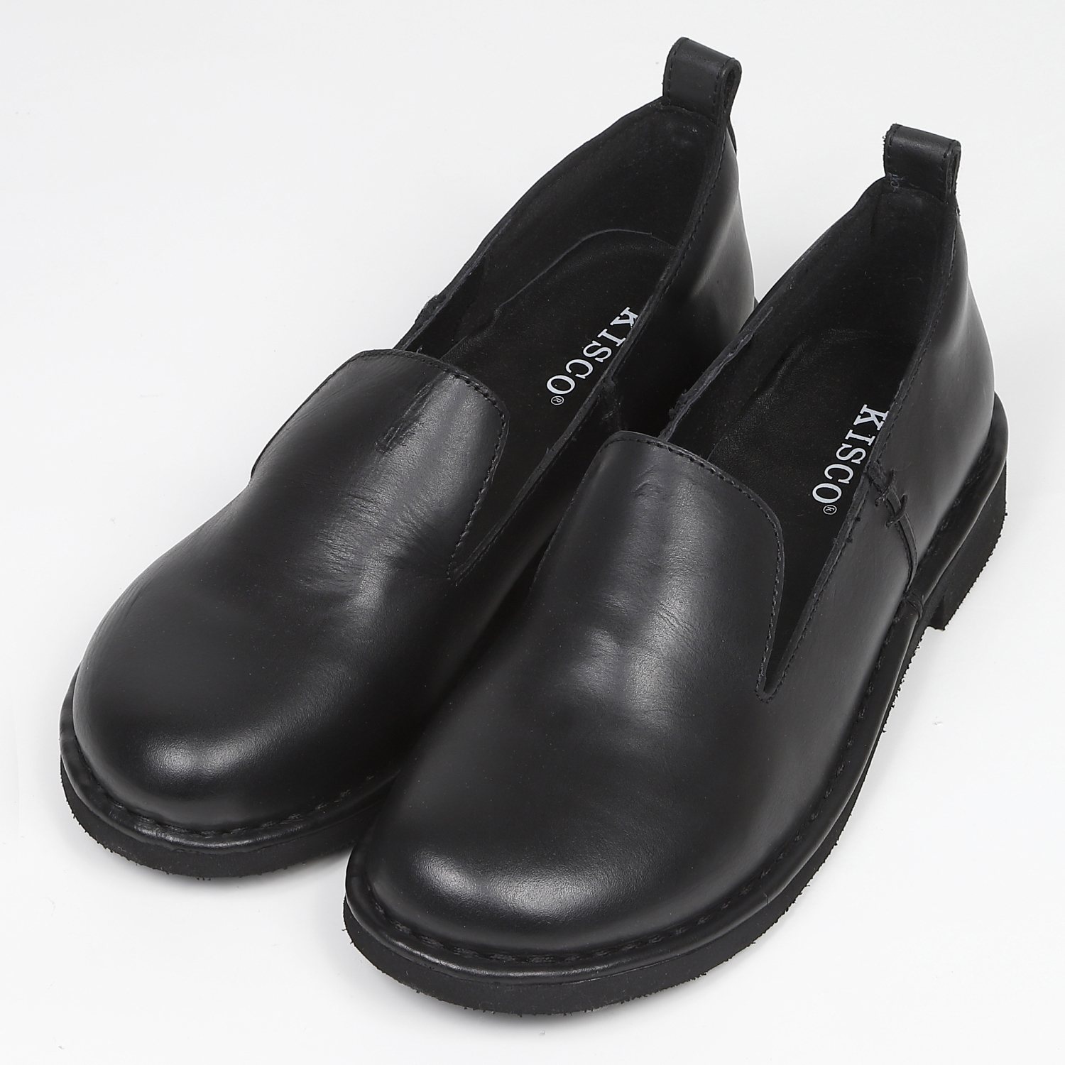 KISCOアウトステッチオペラカット軽量シューズ　ブラック