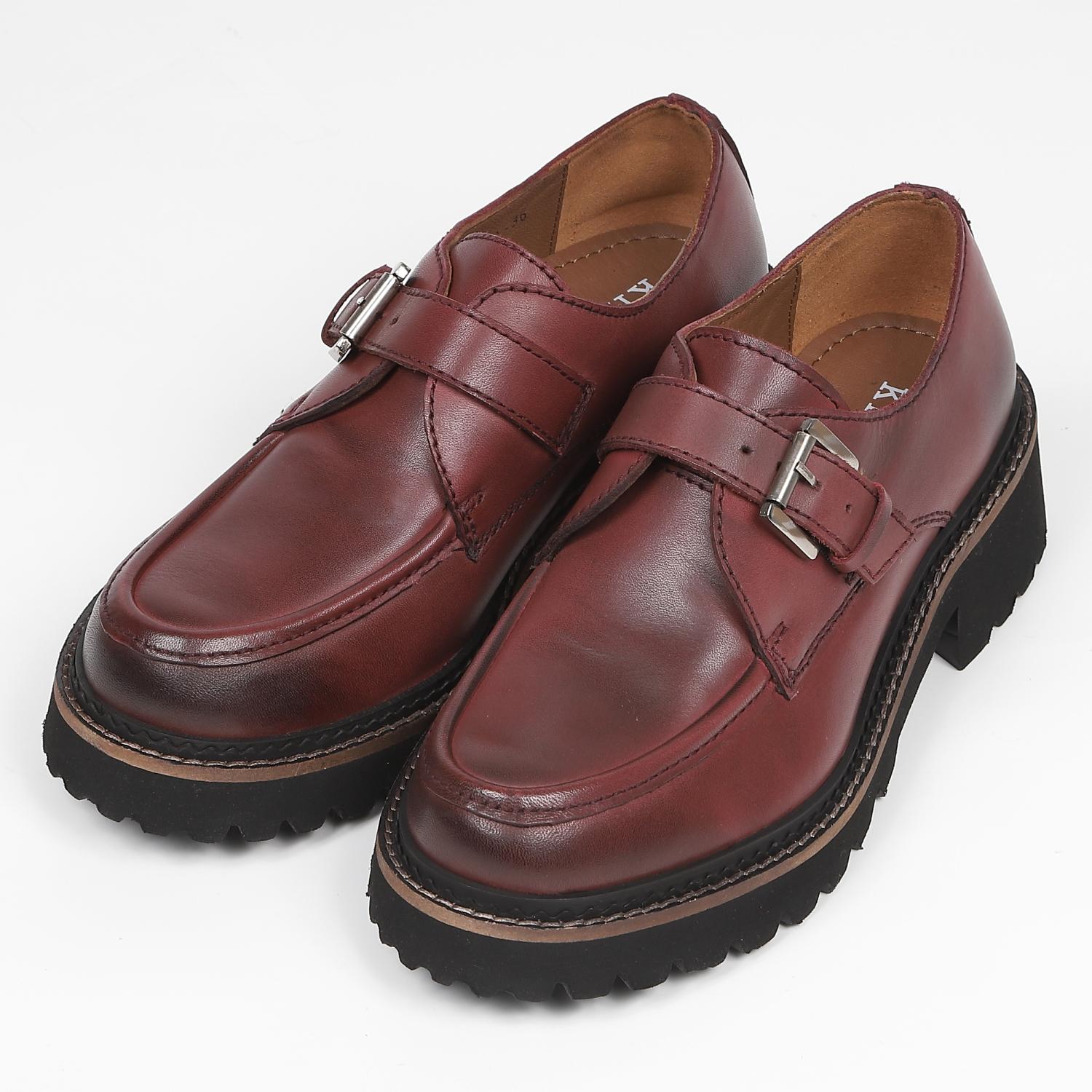 KISCOトラックソールモンクストラップシューズ　バーガンディ