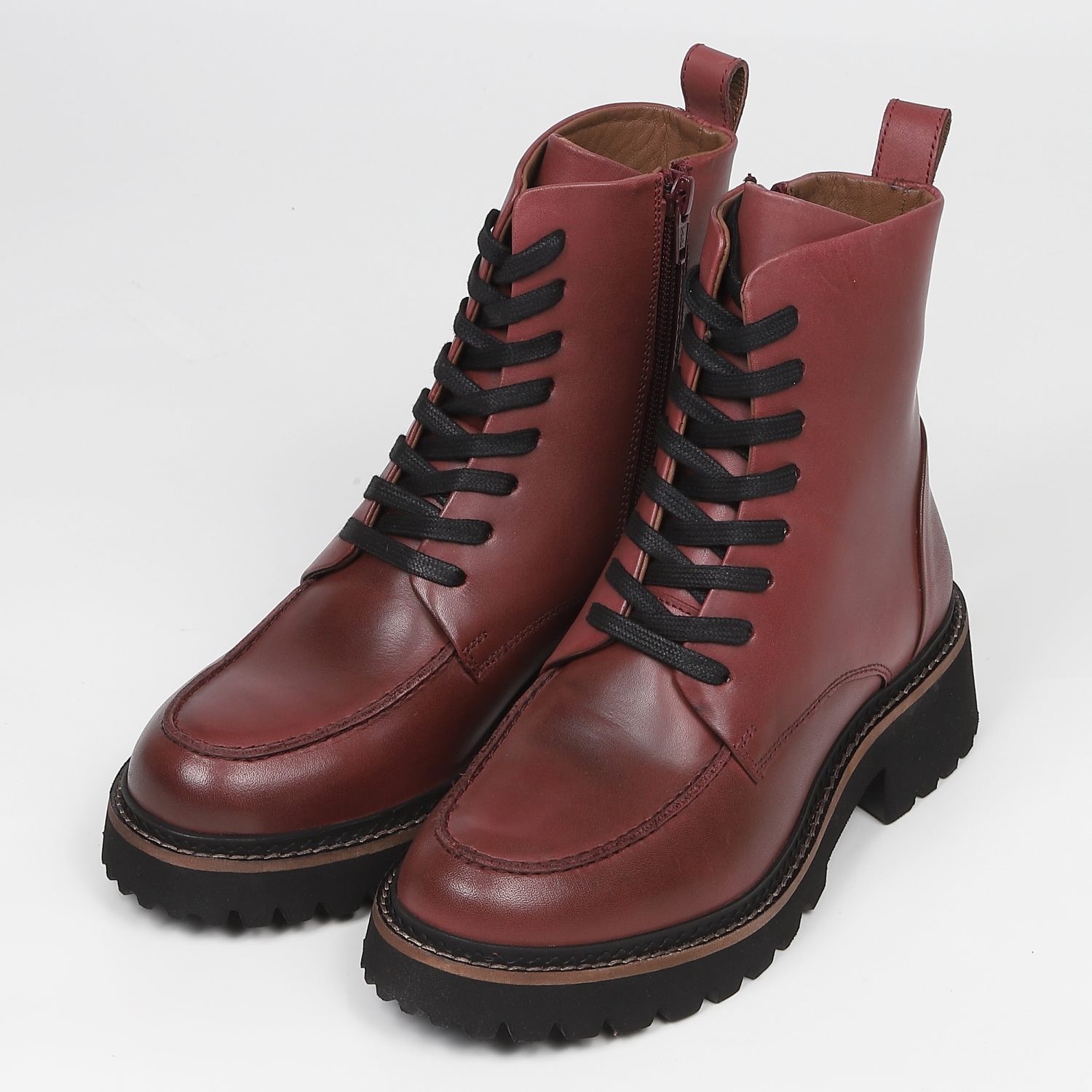 KISCOトラックソールレースアップブーツ　バーガンディ