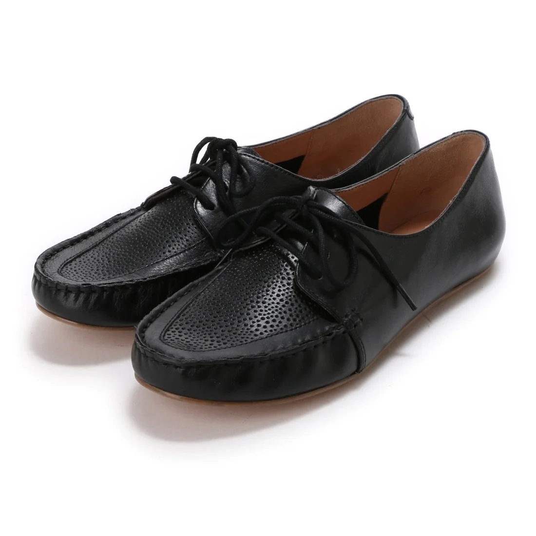 キスコ新品未使用 本革 レースアップ フラット シューズ ローファー OUTLET】KISCO（キスコ）レースアップレザーフラットシューズ