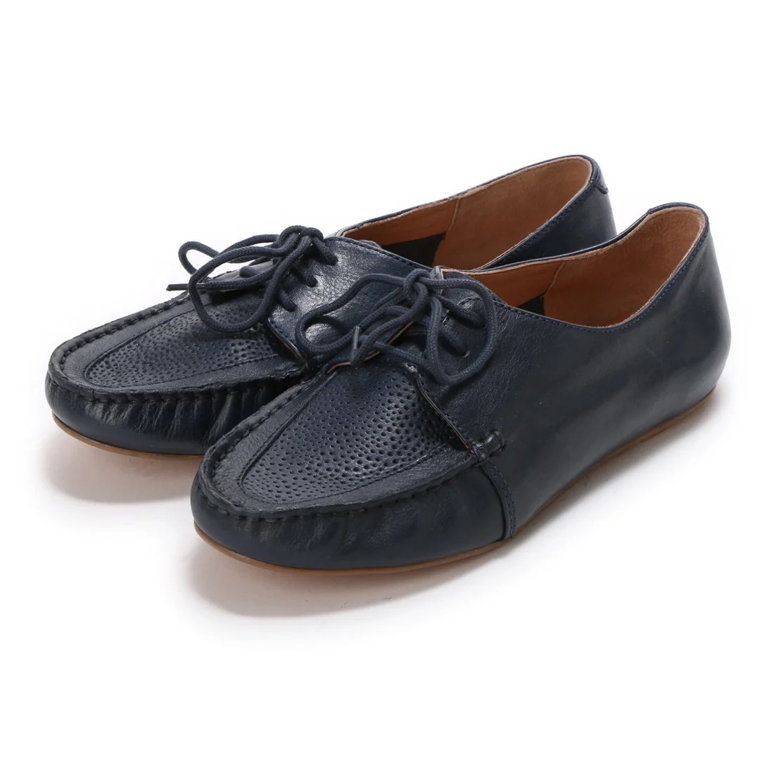 キスコ新品未使用 本革 レースアップ フラット シューズ ローファー OUTLET】KISCO（キスコ）レースアップレザーフラットシューズ