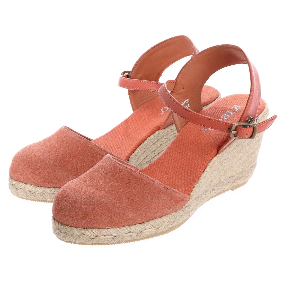 KISCOカジュアルジュート巻きバックストラップラウンドトゥサンダル  　オレンジ